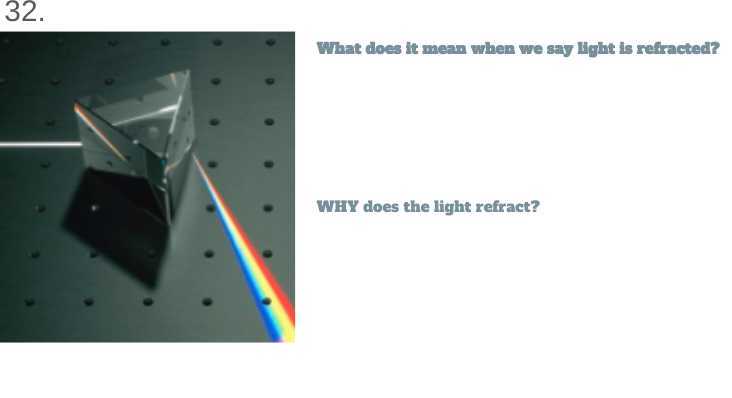 Hight Math Light 32. What does it mean when we say Hight is refracted? WHY does the ...