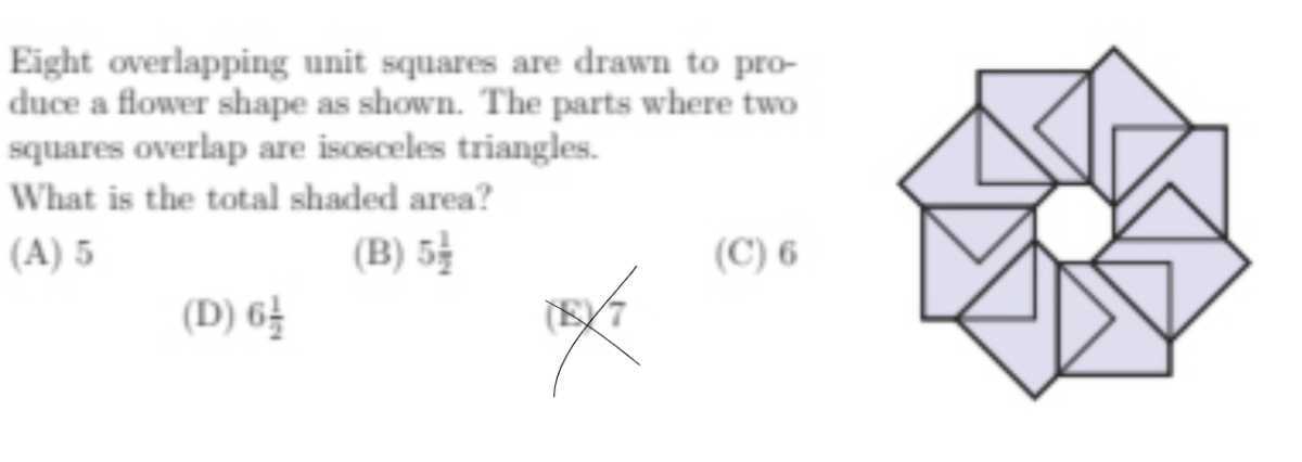 Eight Overlapping Unit Squares Are Drawn To Produce A Flower Shape As 