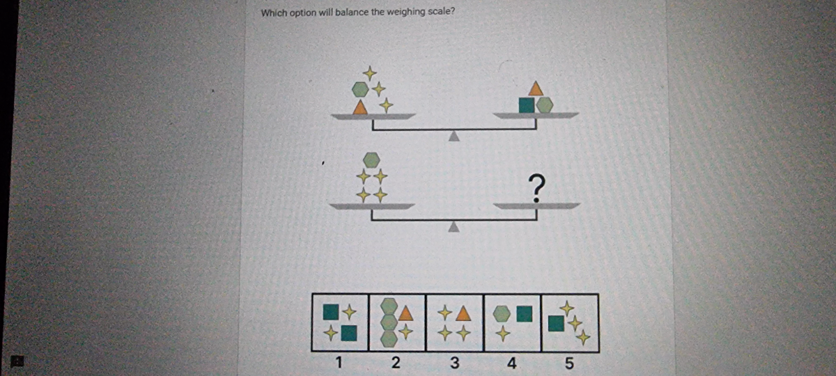 Which option will balance the weighing scale?