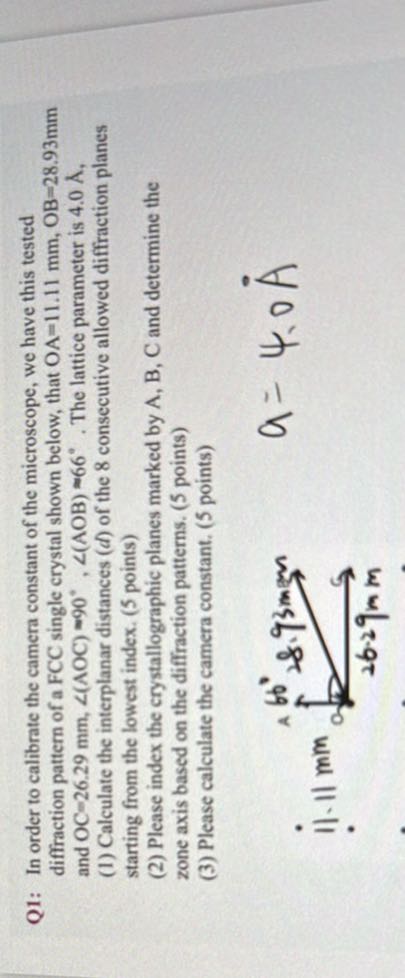 Q1: In order to calibrate the camera constant of the microscope, we ...