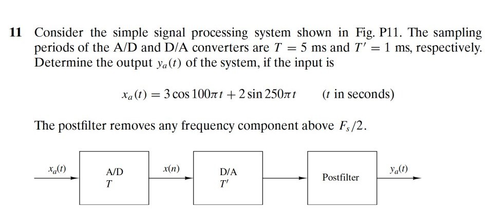 11 Consider the simple signal processing system shown in Fig. P11. The ...