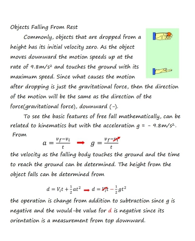Objects Falling From Rest Commonly, objects that are dropped from a ...