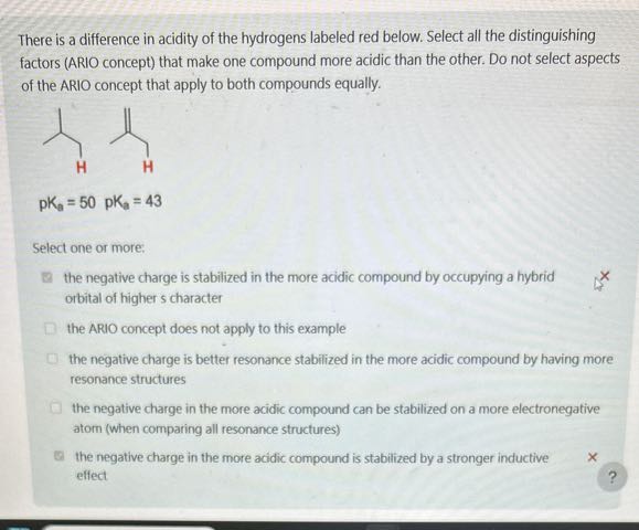 There is a difference in acidity of the hydrogens labeled red below ...
