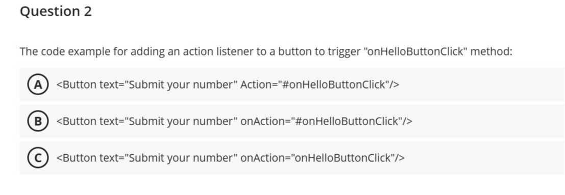 Question 2 The code example for adding an action listener to a button ...