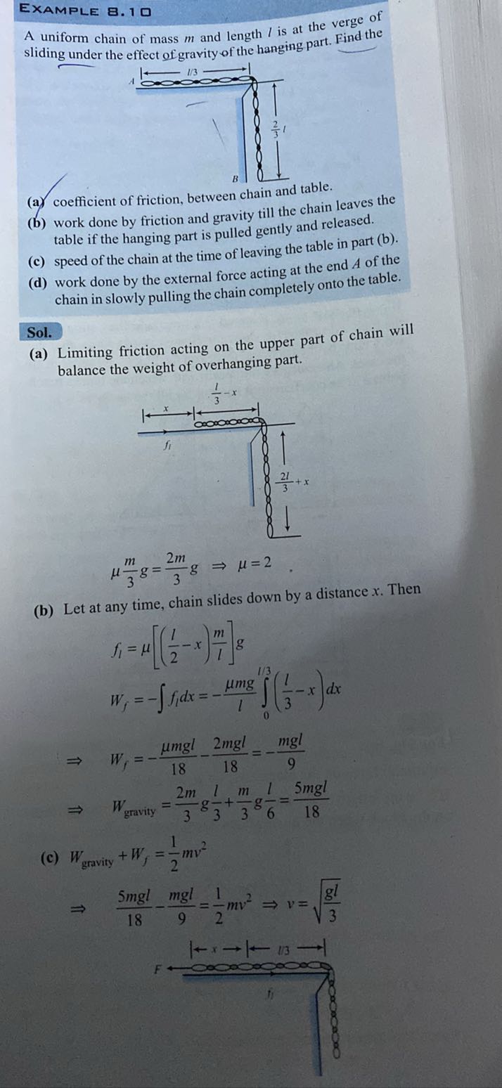 [GET ANSWER] EXAMPLE E. 1 ? A uniform chain of mass m and length l is ...