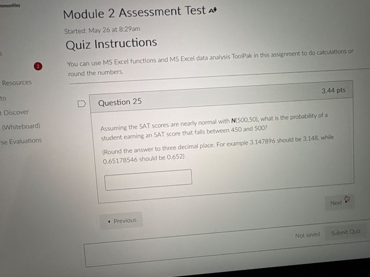 Module 2 Assessment Test A* Started: May 26 at 8:29am Quiz Instructions ...