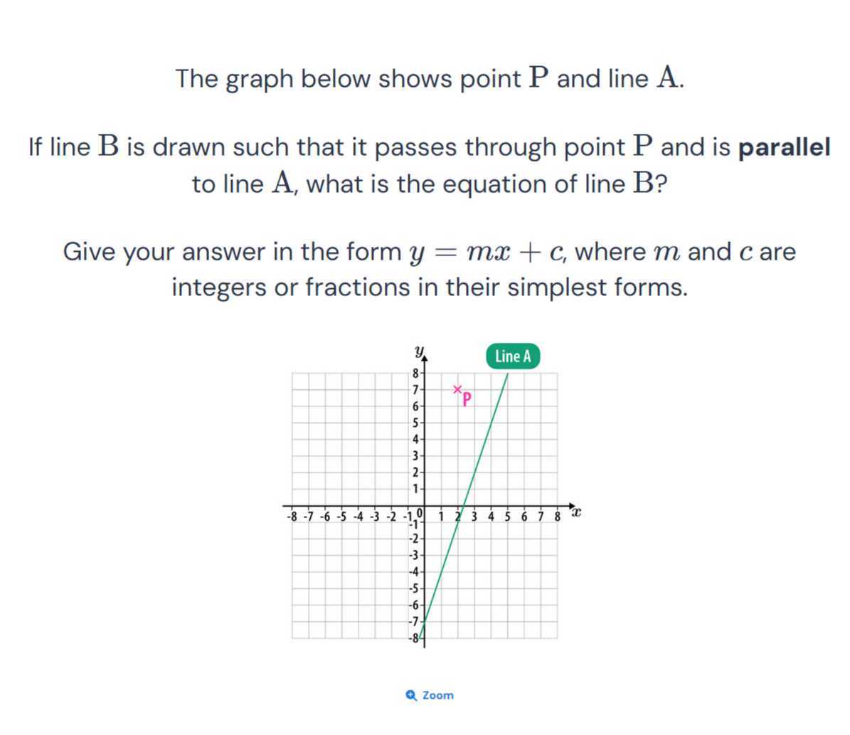 The graph below shows point P and line A . If line B is drawn such that ...