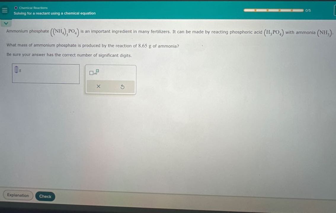 Solving For A Reactant Using A Chemical Equation