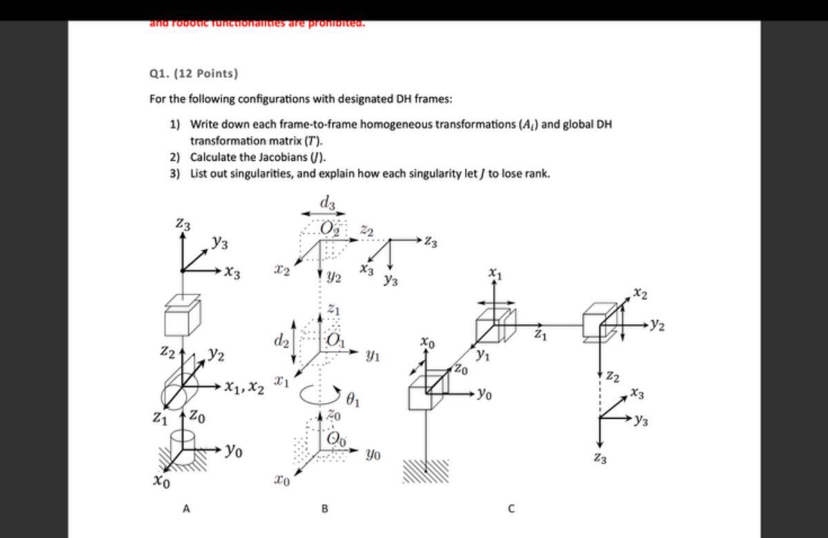 Q1. (12 Points) For the following configurations with designated DH ...
