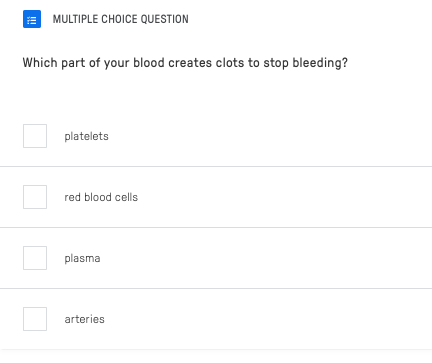 SOLVED: MULTIPLE CHOICE QUESTION Which part of your blood creates clots ...