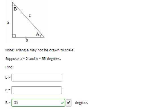 Note: Triangle may not be drawn to scale. Suppose a=2 and A=55 degrees ...