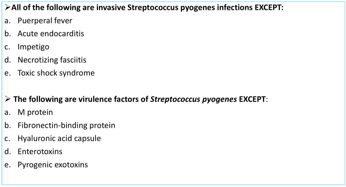 > All of the following are invasive Streptococcus pyogenes...