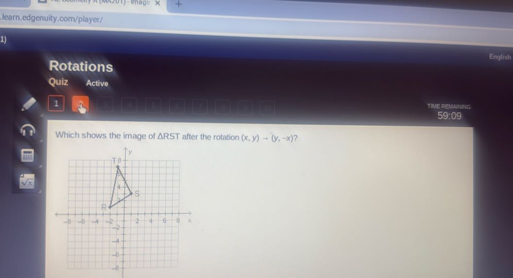 learn.edgenuity.com/player/ English Rotations Quiz Active 1 1 A 8 fi 7 ...