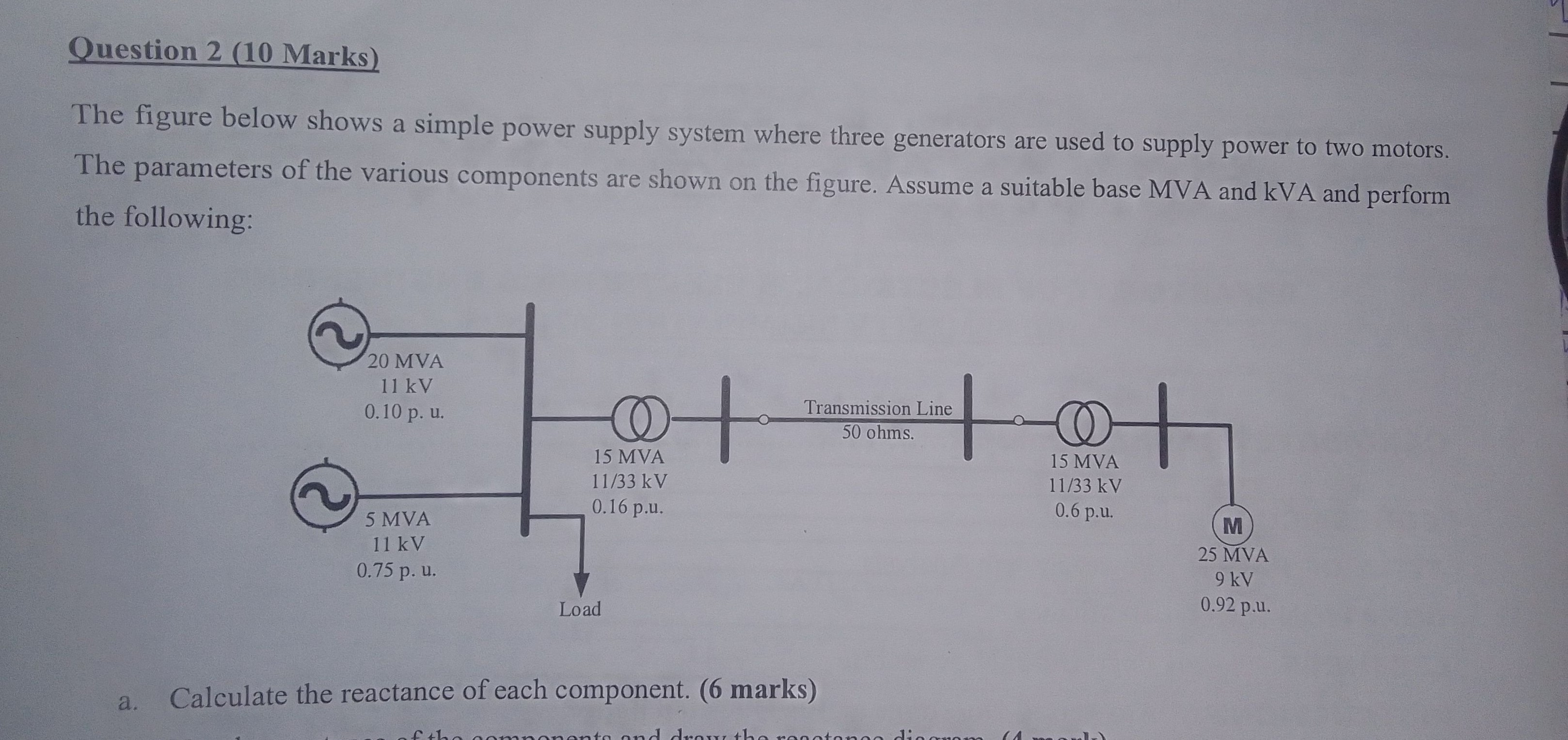 Question 2 ( 10 Marks) The figure below shows a simple power supply ...