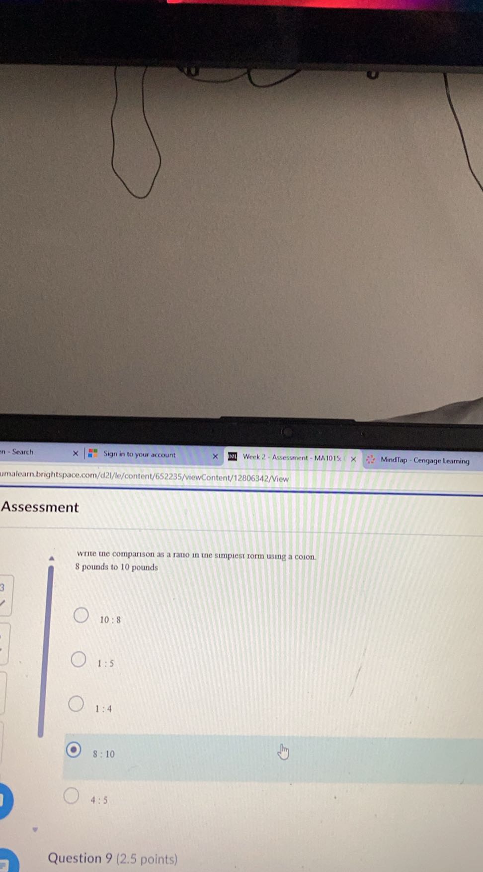 n-Search Sign in to your account Week 2 - Assessment - MA1015: MindTap ...