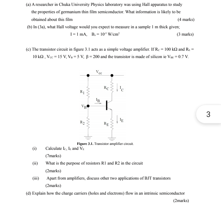 (a) A researcher in Chuka University Physics laboratory was using Hall ...