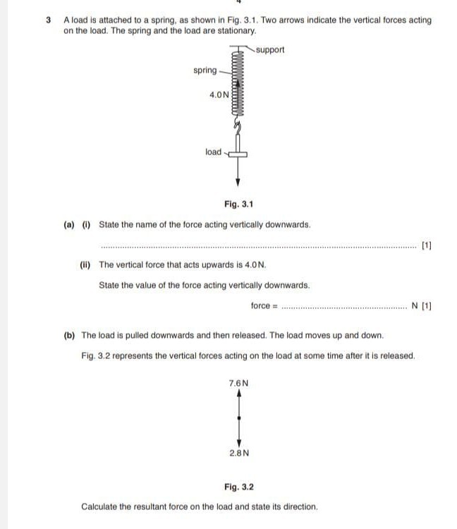 Load Above A Spring 3 A load is attached to a spring, as shown in Fig. 3.1. Two arrows ...