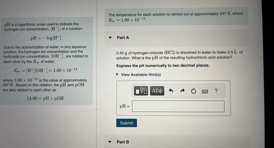 pH is a logarithmic scale used to indicate the hydrogen ion ...