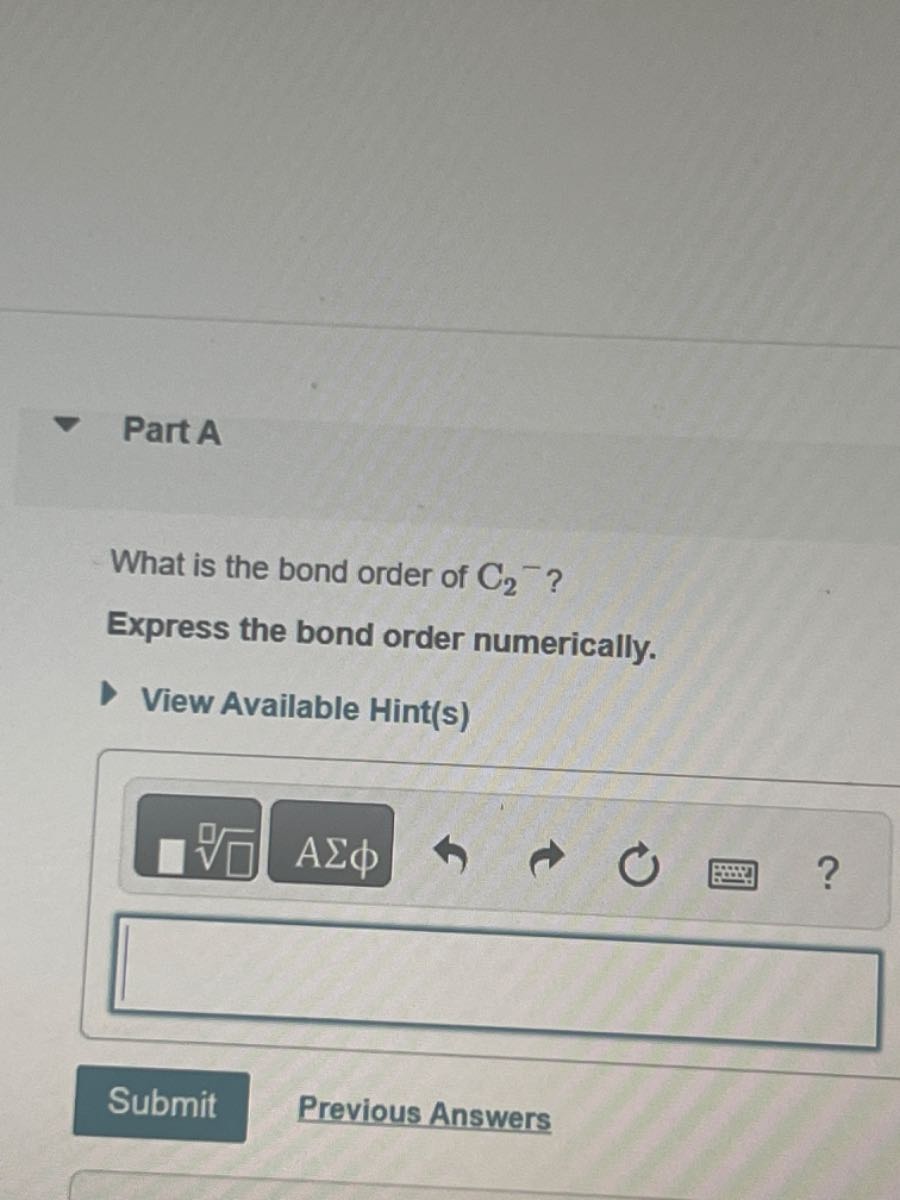 part a what is the bond order of mathrmc2 express the bond order ...