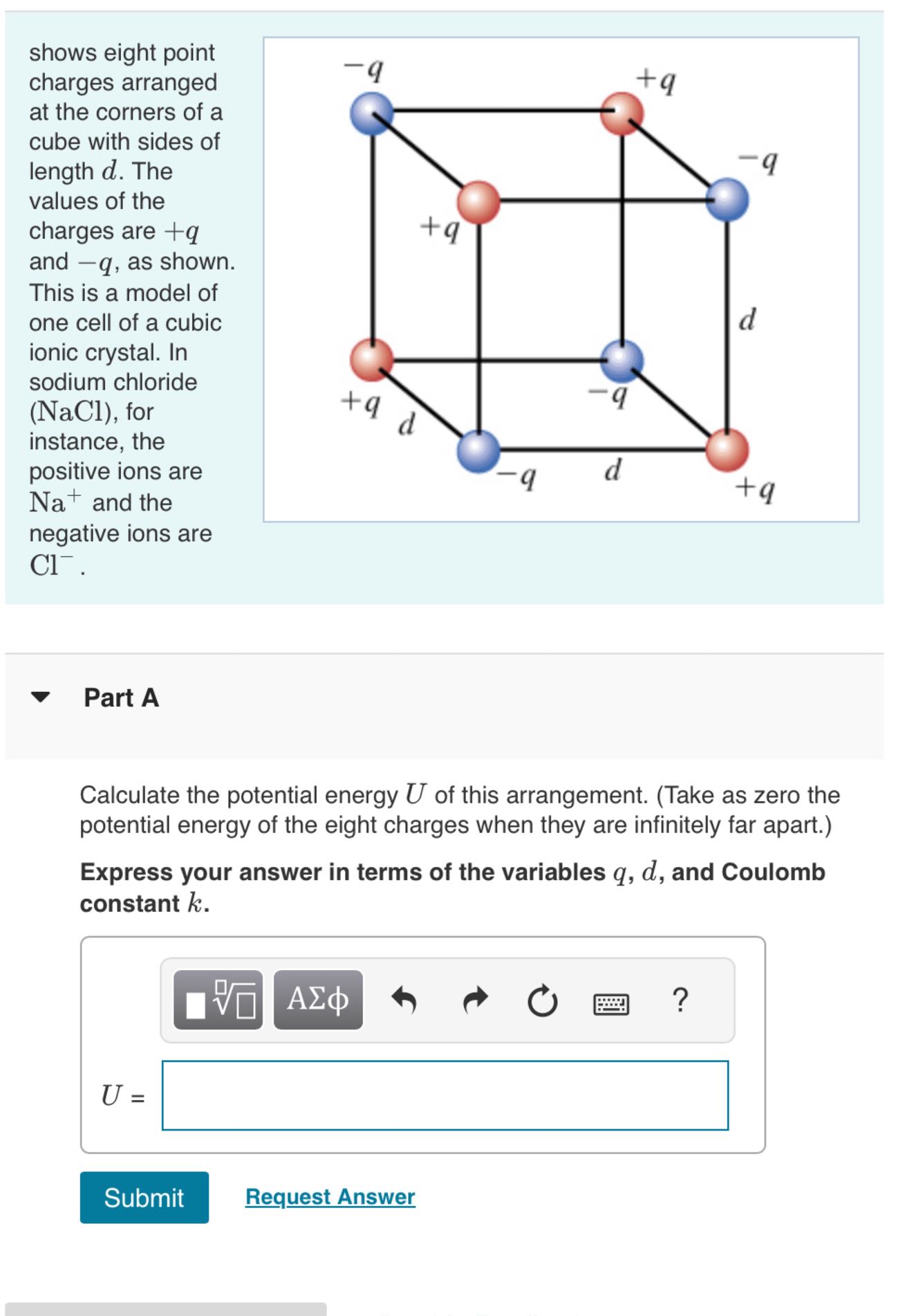 [GET ANSWER] shows eight point charges arranged at the corners of a ...
