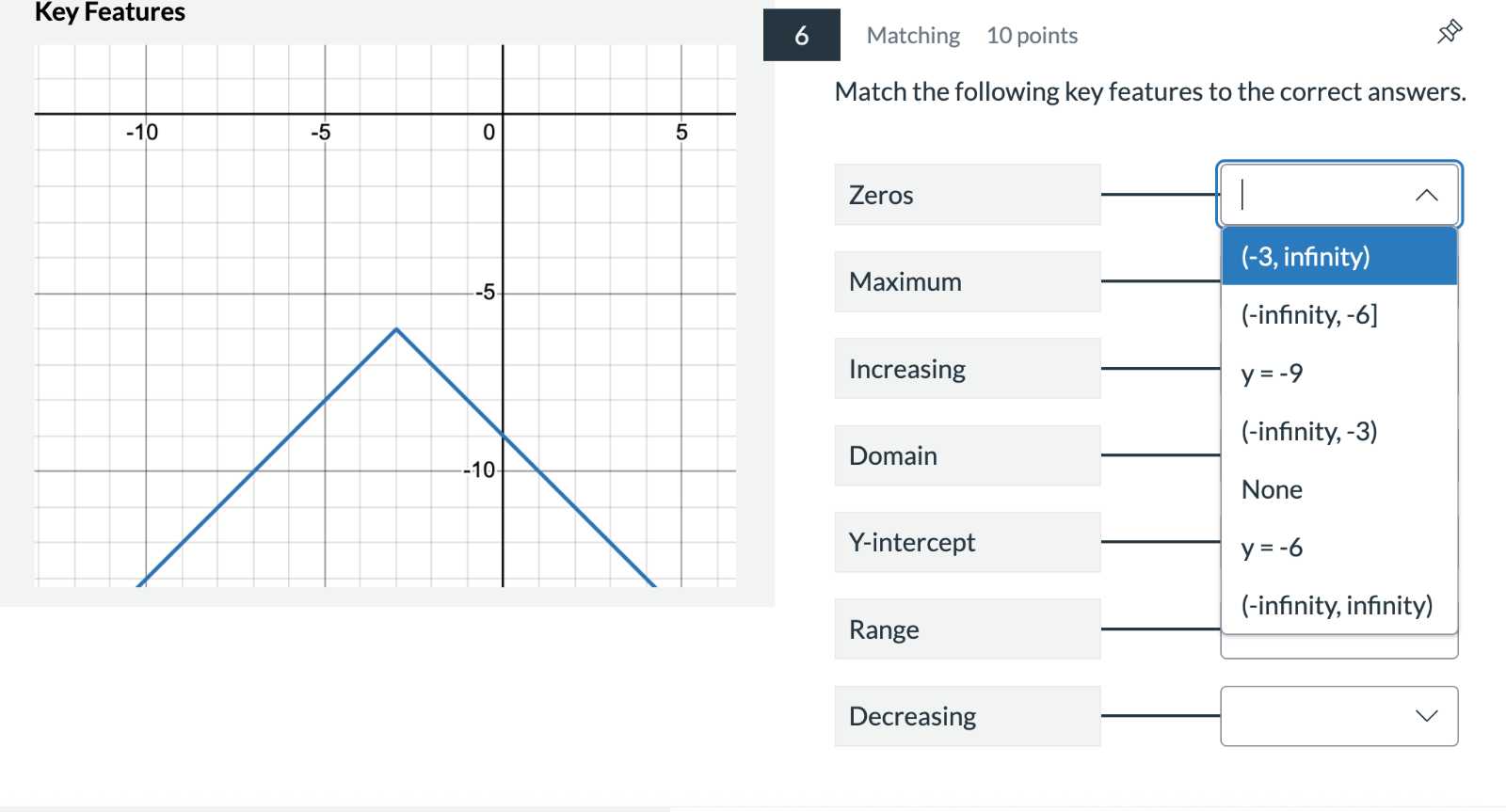 6
Matching 10 points

Match the following key features to the correct answers.