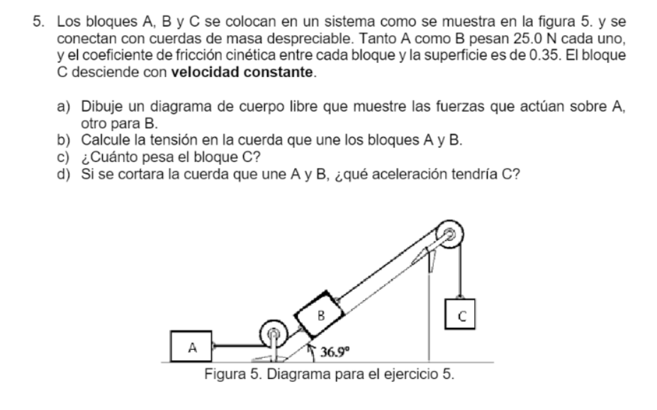 SOLVED: 5. Los Bloques A, B Y C Se Colocan En Un Sistema Como Se ...