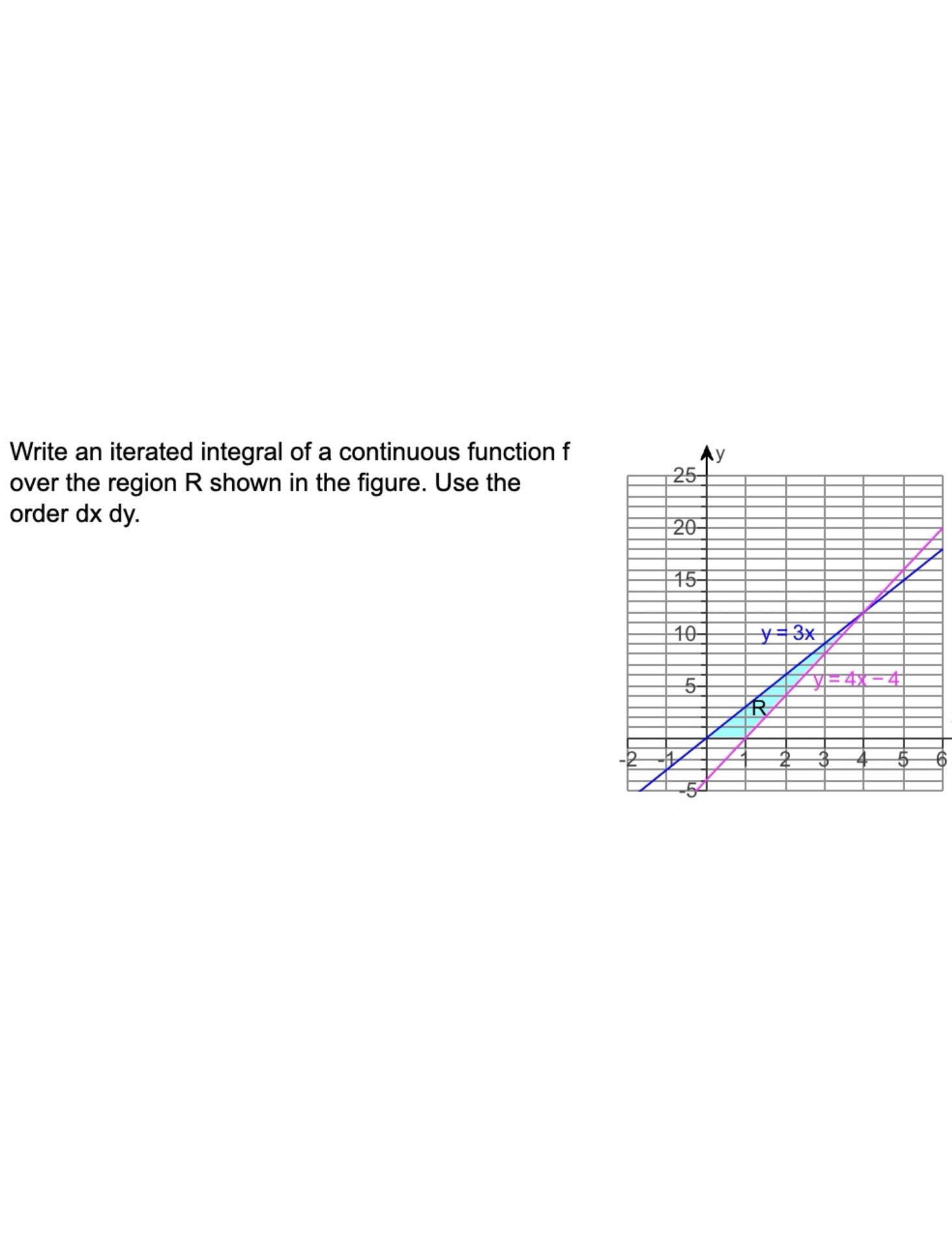 Integral Function In R Write an iterated integral of a continuous function f over the region R ...
