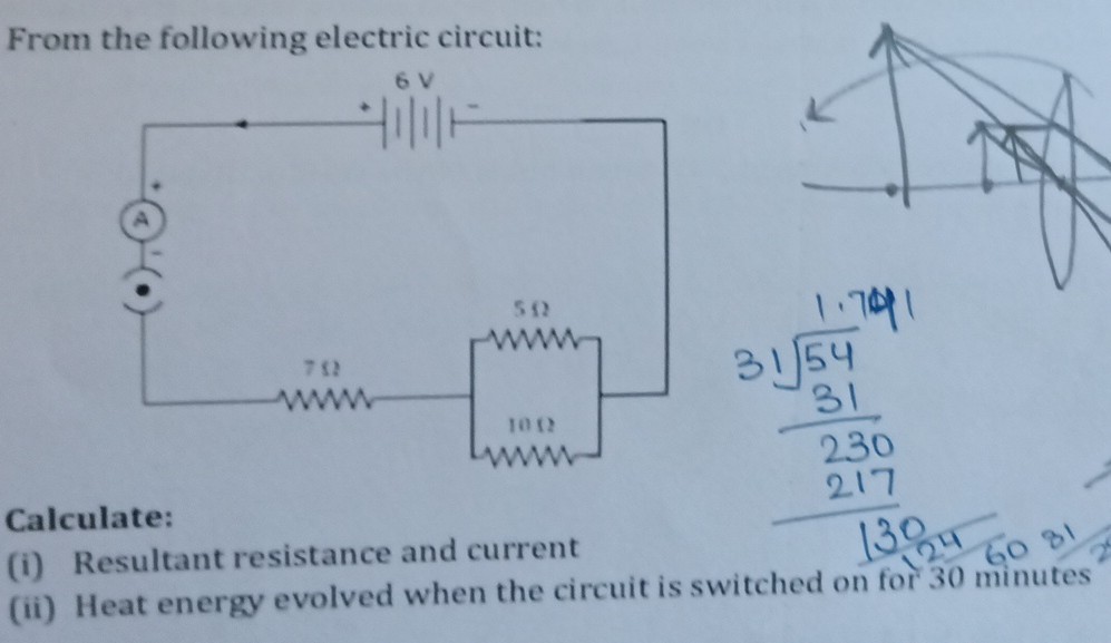 From the following electric circuit: Calculate: (i) Resultant ...