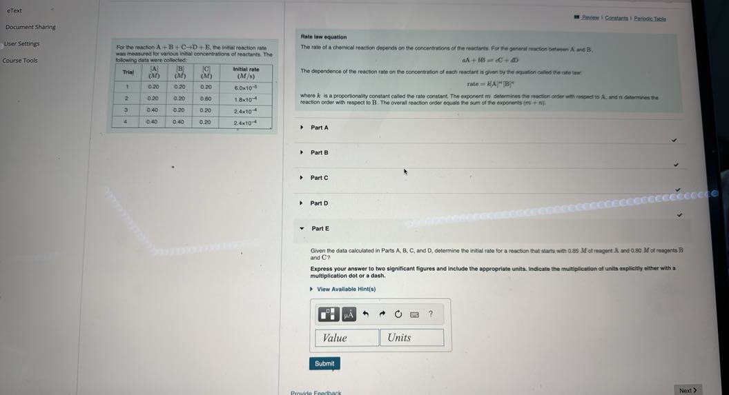 efext Document Sharing User Settings Course Tools For the reaction A+B ...