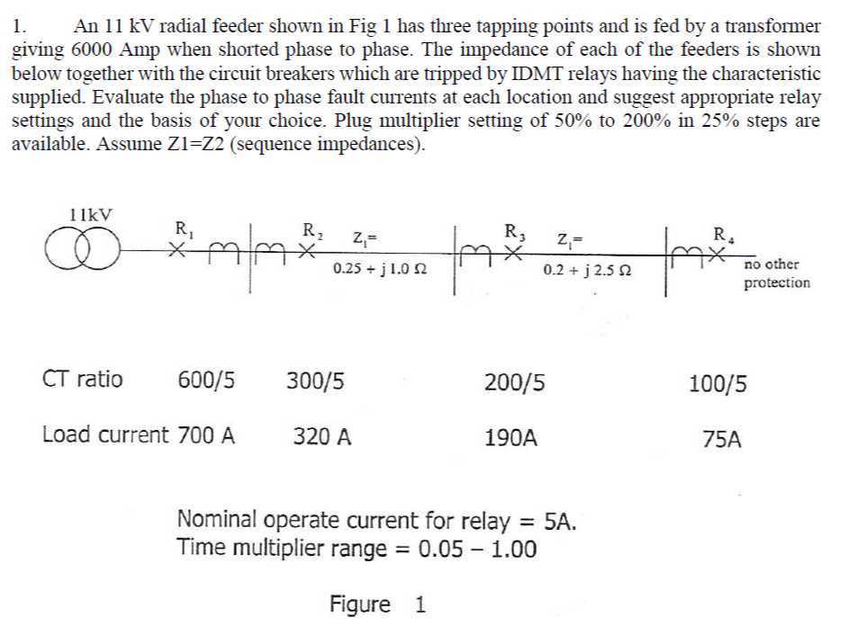 [GET ANSWER] 1. An 11 kV radial feeder shown in Fig 1 has three tapping ...