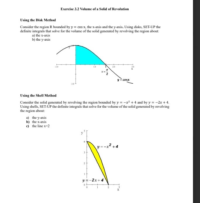 Exercise 3.2 Volume of a Solid of Revolution Using the Disk Method ...