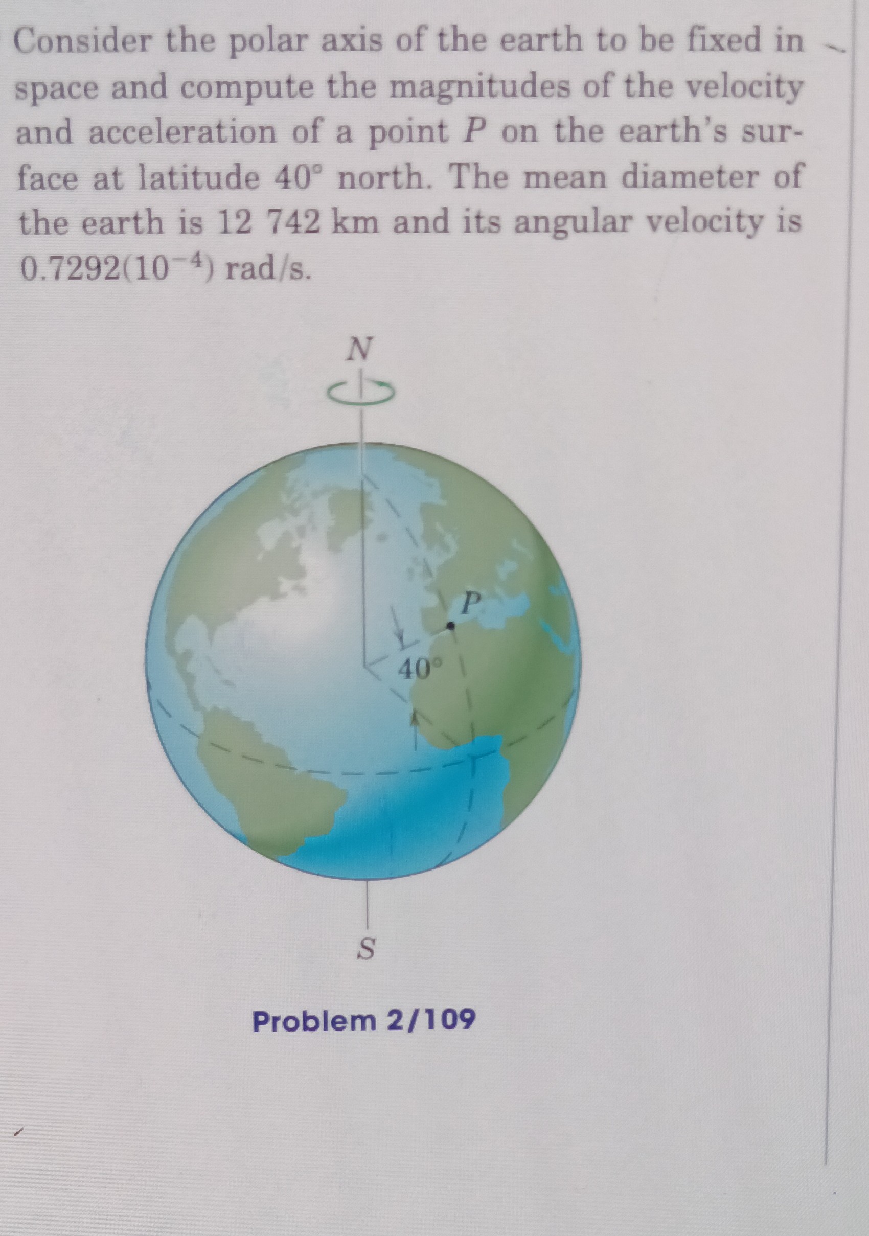 consider the polar axis of the earth to be fixed in space and compute ...