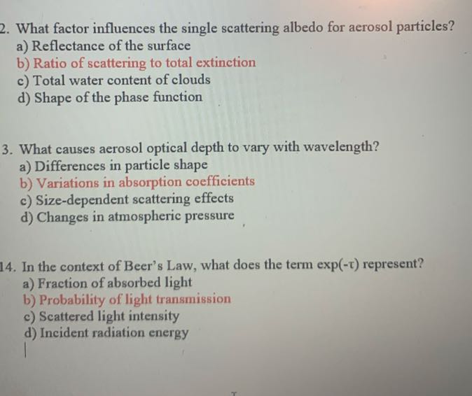 2. What factor influences the single scattering albedo for aerosol ...