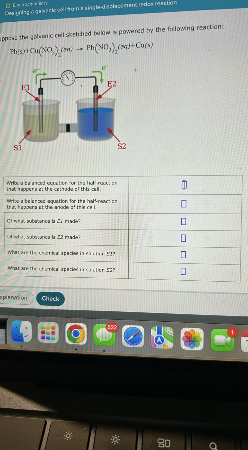 Electrochemistry Designing a galvanic cell from a single-displacement ...