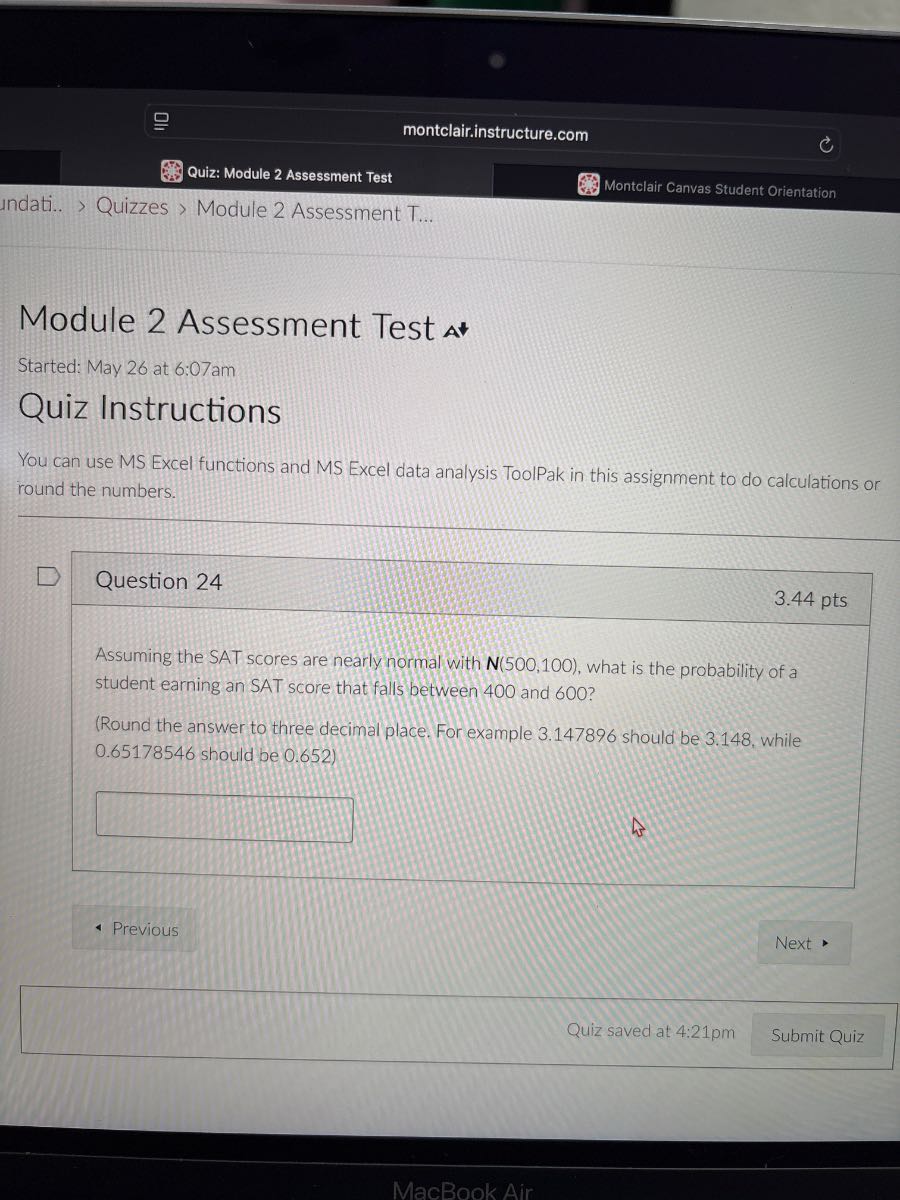montclair.instructure.com Quiz: Module 2 Assessment Test Montclair ...
