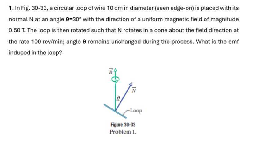 1 in fig 30 33 a circular loop of wire 10 cm in diameter seen edge on ...