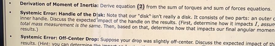 - Derivation of Moment of Inertia: Derive equation (2) from the sum of ...