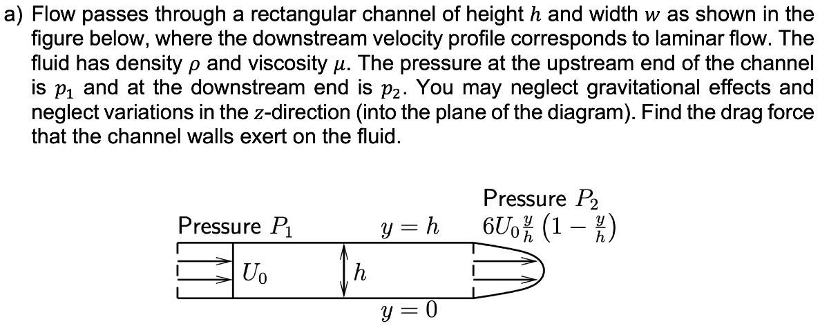a) Flow passes through a rectangular channel of height h and width w as ...