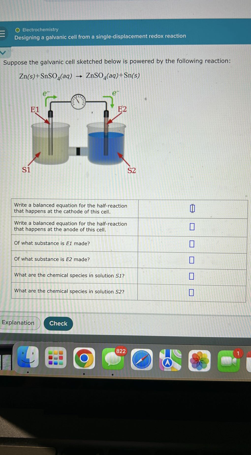 Electrochemistry Designing a galvanic cell from a single-displacement ...