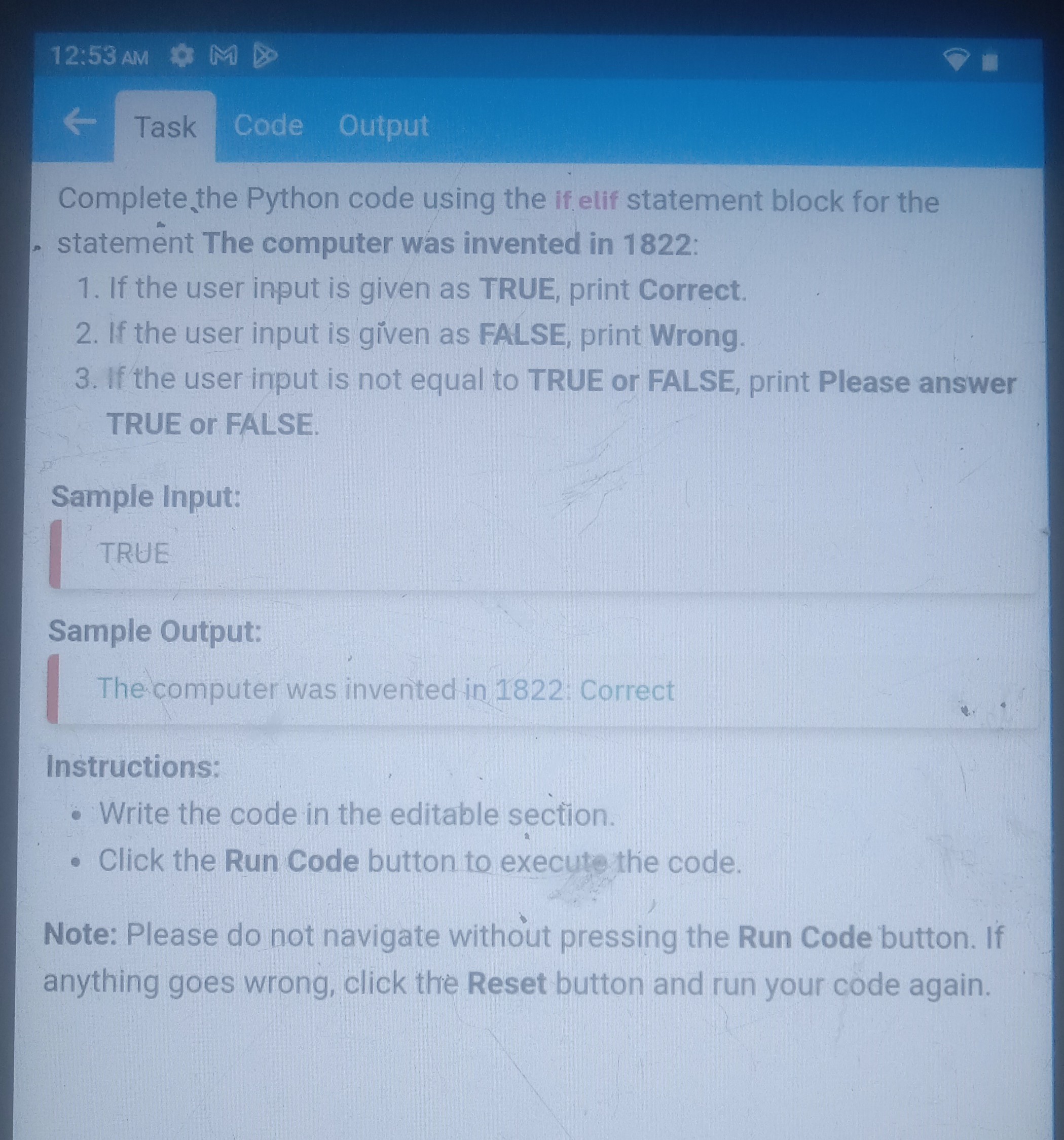 12 53 am task code square output complete the python code using the if ...