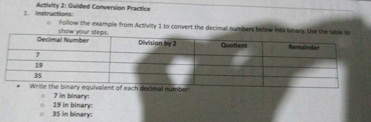 Activity 2: Guided Conversion Practice 1 Instructions: c Follow the ...