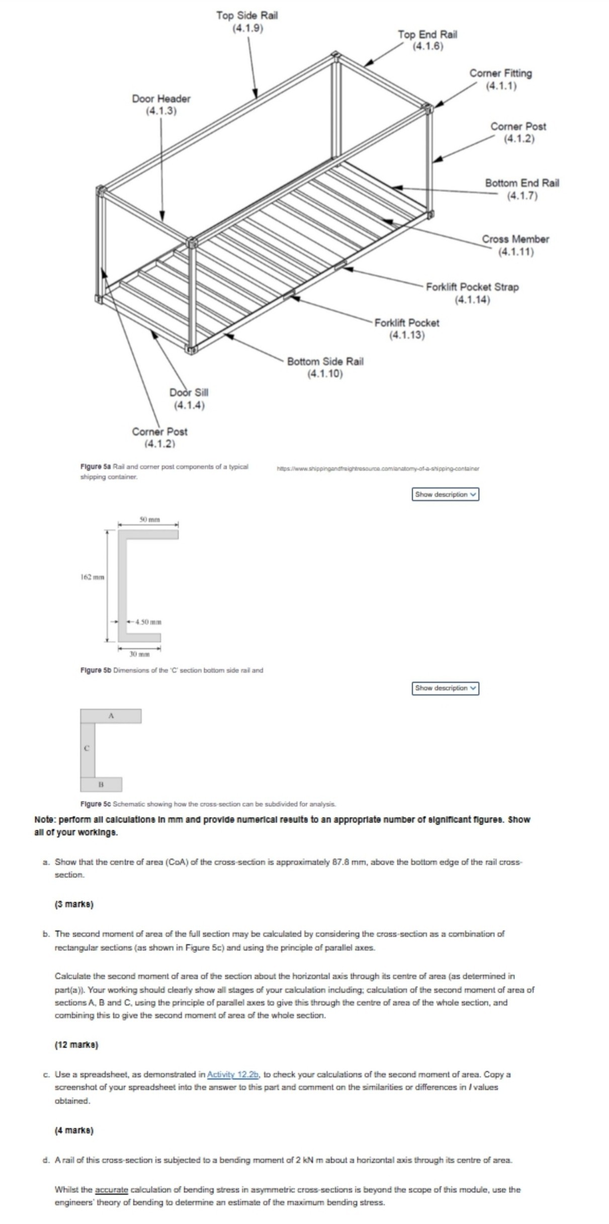 Figure 5a Rail and corner post components of a typical shipping ...