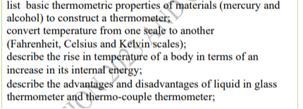 SOLVED: List Basic Thermometric Properties Of Materials (mercury And ...