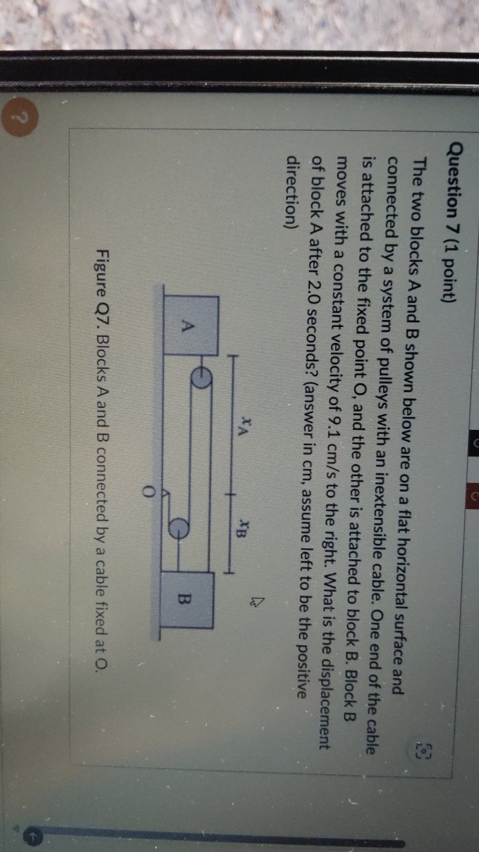 Question 7 (1 point) The two blocks A and B shown below are on a flat ...