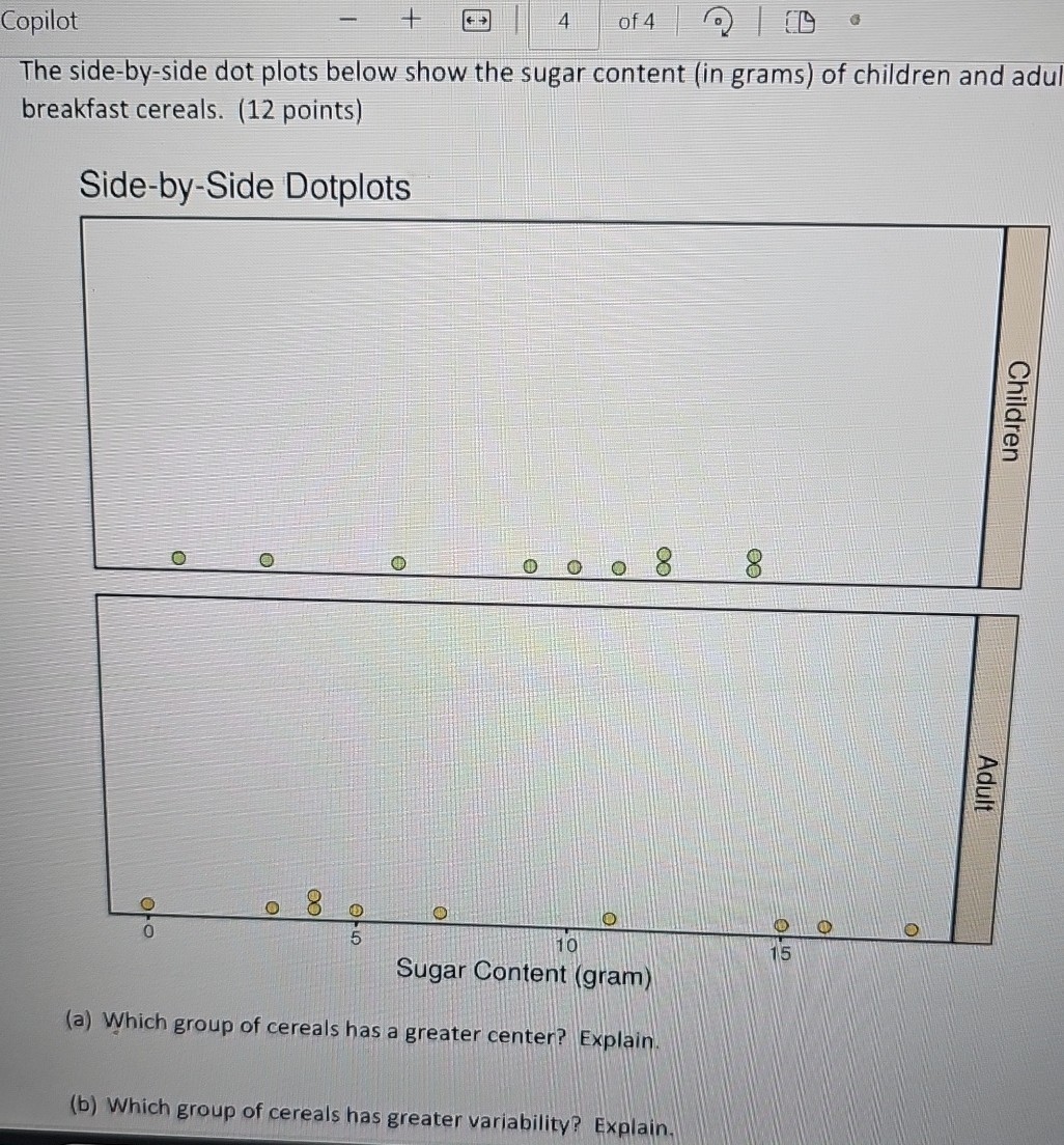 GET ANSWER Copilot 4 Of 4 The Side by side Dot Plots Below Show The get-answer-copilot-4-of-4-the-side-by-side-dot-plots-below-show-the