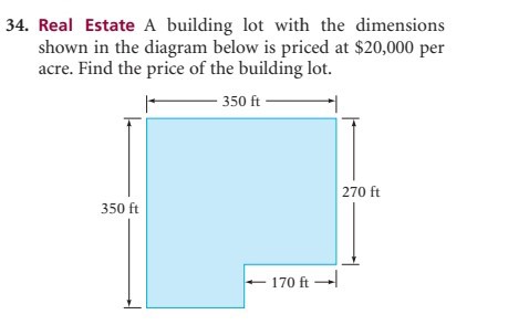 34 real estate a building lot with the dimensions shown in the diagram ...