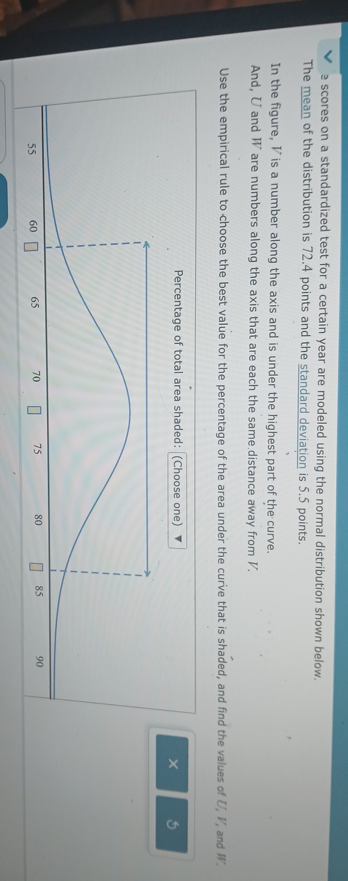 a scores on a standardized test for a certain year are modeled using ...