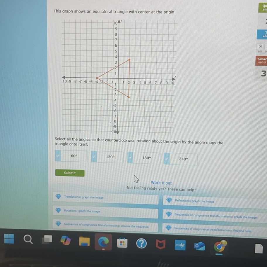 This graph shows an equilateral triangle with center at the origin ...