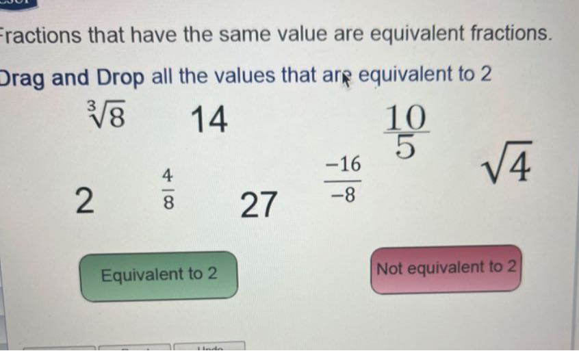 ractions that have the same value are equivalent fractions. Drag and ...