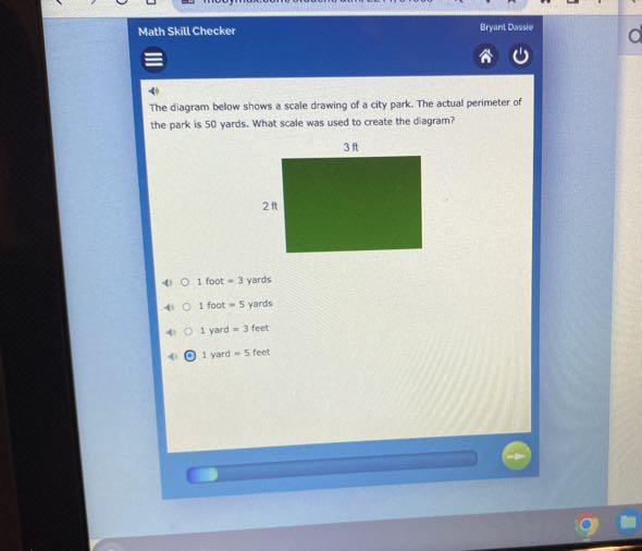 Math Skill Checker Bryant Dassle U 4) The diagram below shows a scale ...